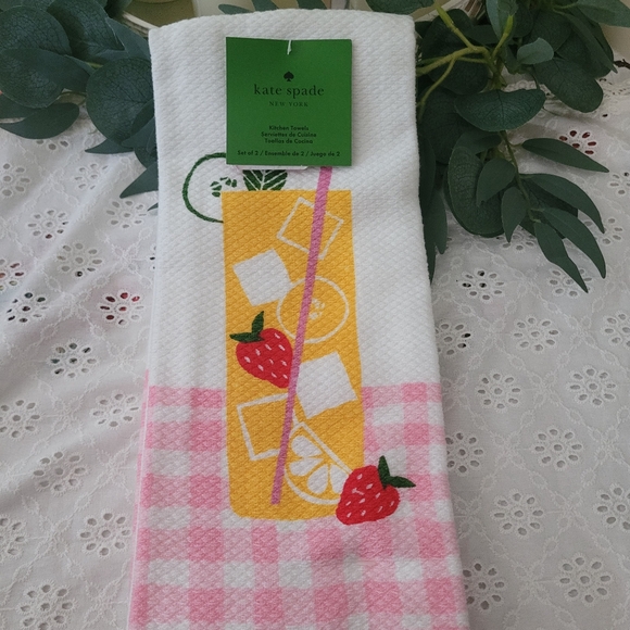 Kate Spade Pink and Yellow Lemonade Kitchen  Towel - Picture 2 of 4